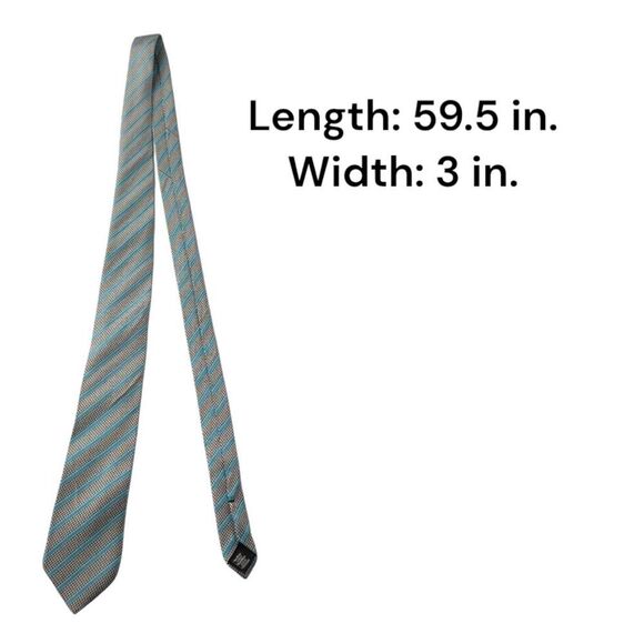 Ben Sherman Silk Tie Black & Blue Striped Houndstooth 100% Silk 59.5” x 3” - Picture 3 of 8